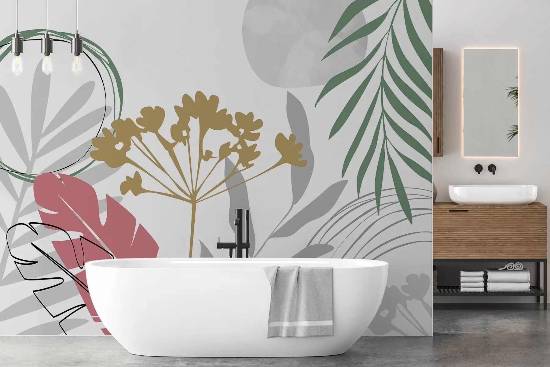 murales Abstracción con plantas w05400v1