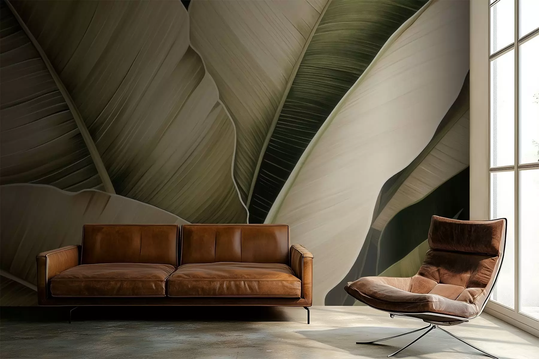 peintures murales Feuilles de bananier, longues feuilles w05403