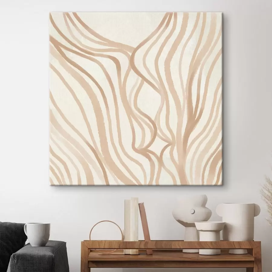 wall murals Abstract wavy lines in beige tones s48027