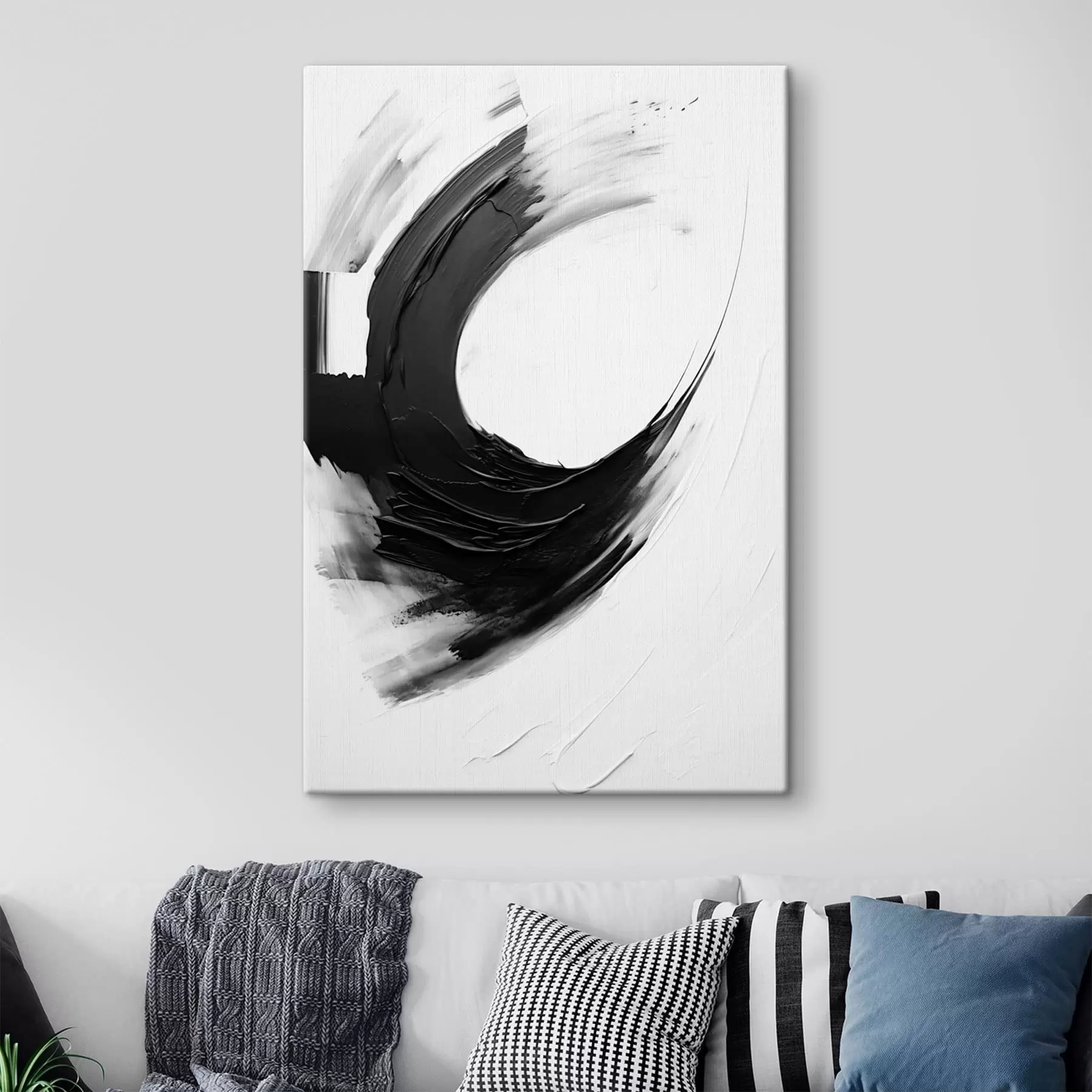 wall murals Abstract black brush stroke on light background s48340