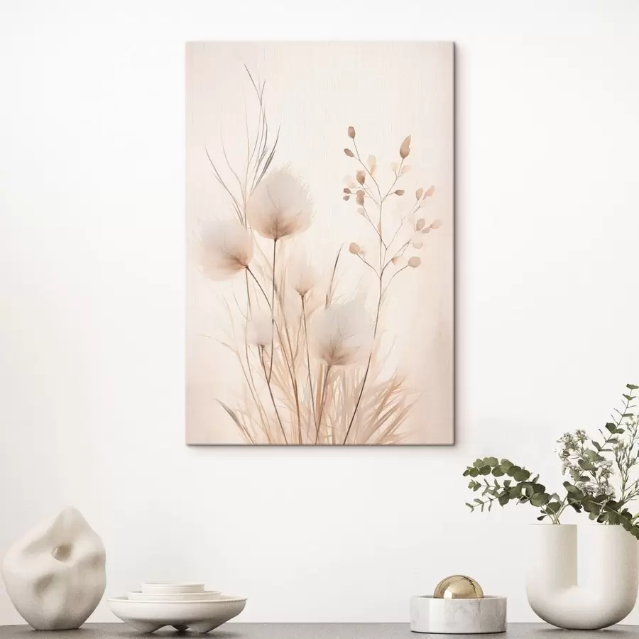 murales Delicadas plantas silvestres en tonos beige s48346