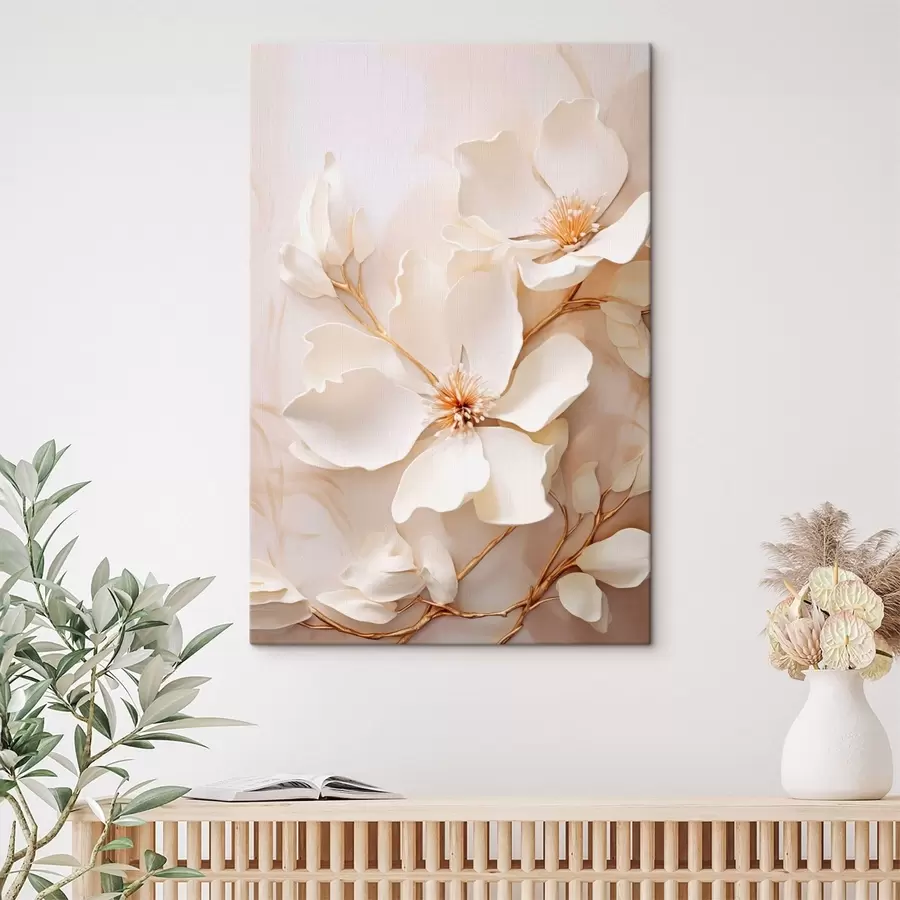 wall murals Light flowers with thin branches on pastel background s48348