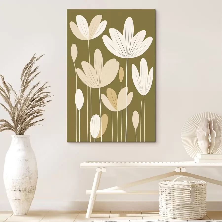 wall murals Stylized flowers in minimalist design s48349