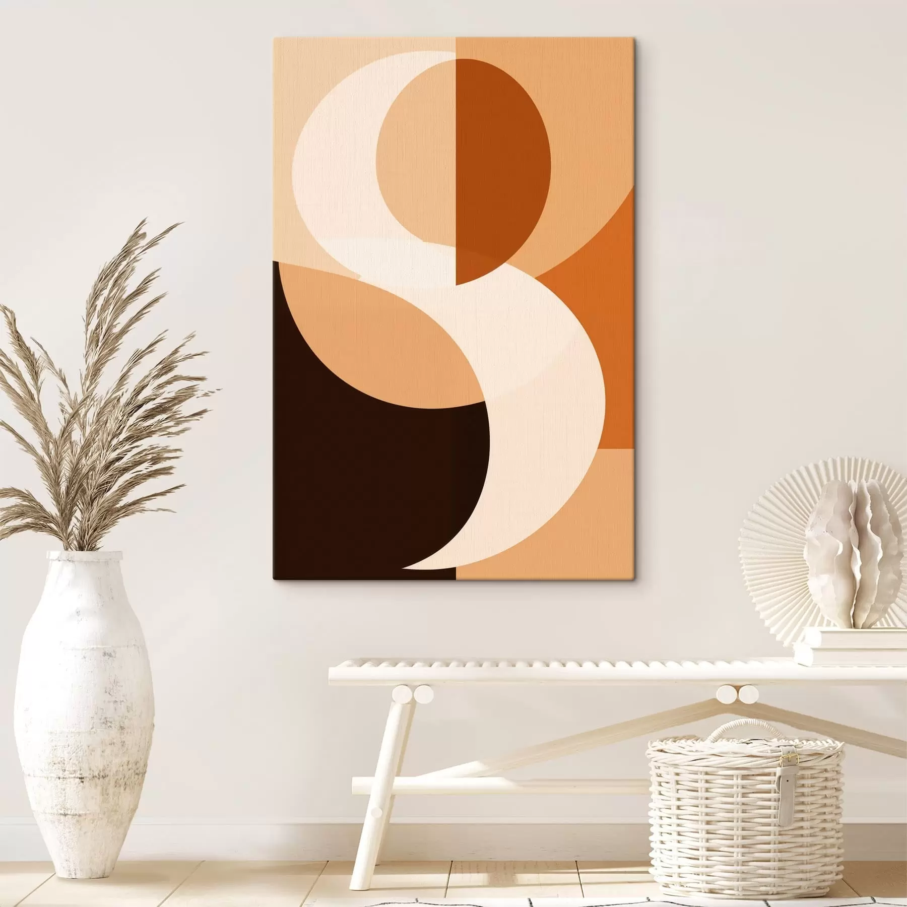 murales Formas geométricas en cálidos tonos beige y marrón s48352
