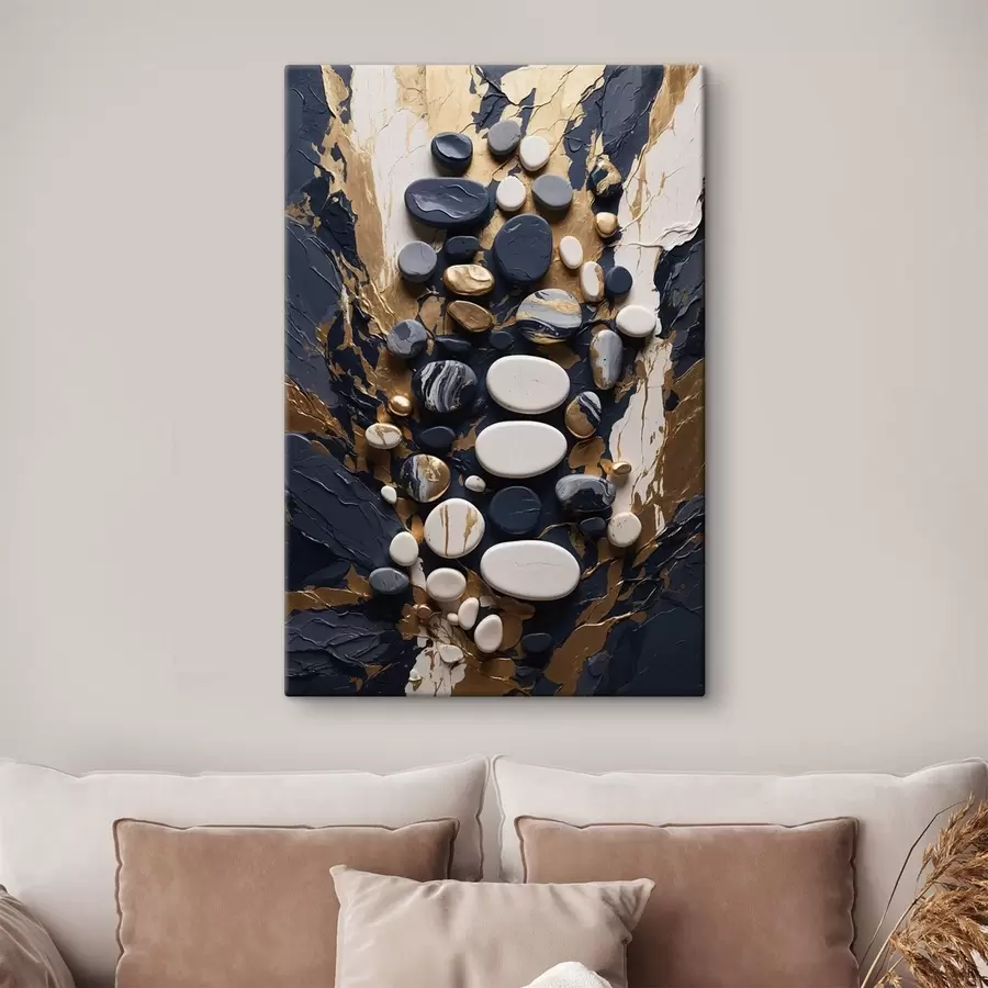 murales Composición abstracta de piedras en tonos azul oscuro s48357