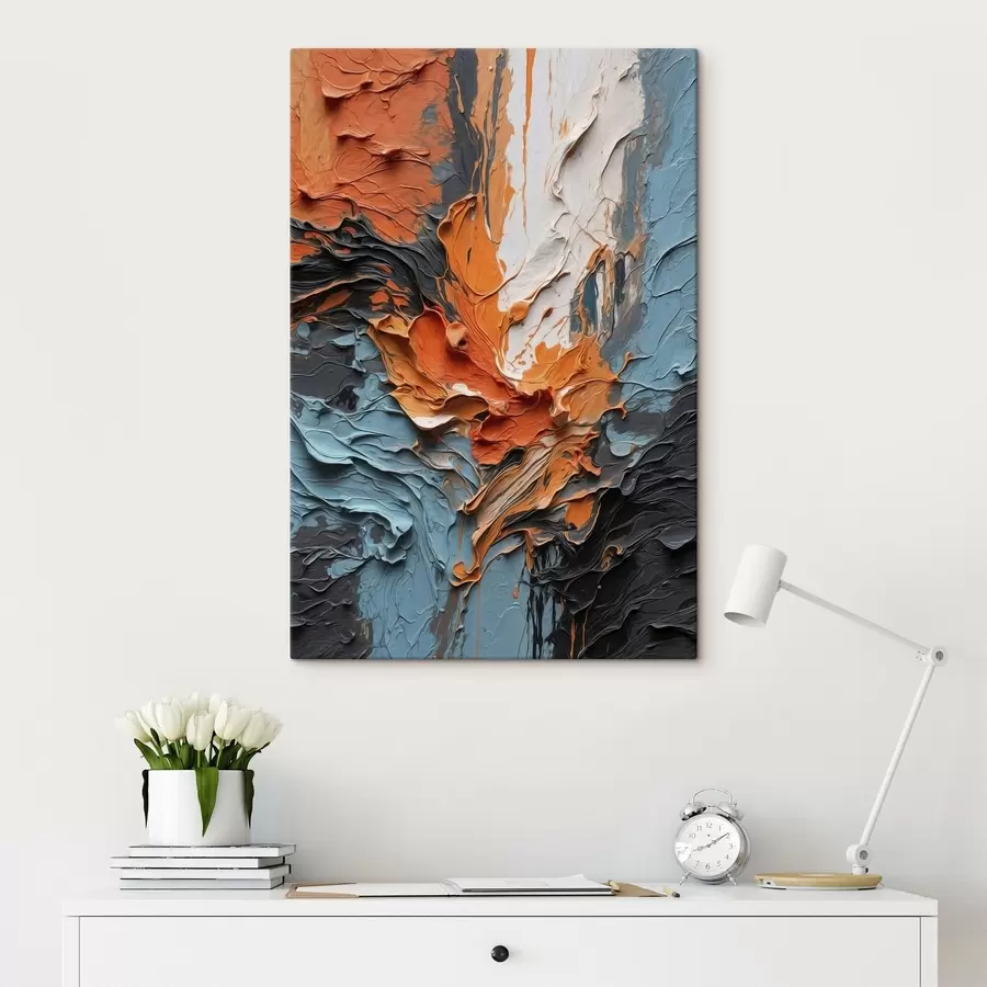 wall murals Bright abstract strokes in orange and blue tones s48359