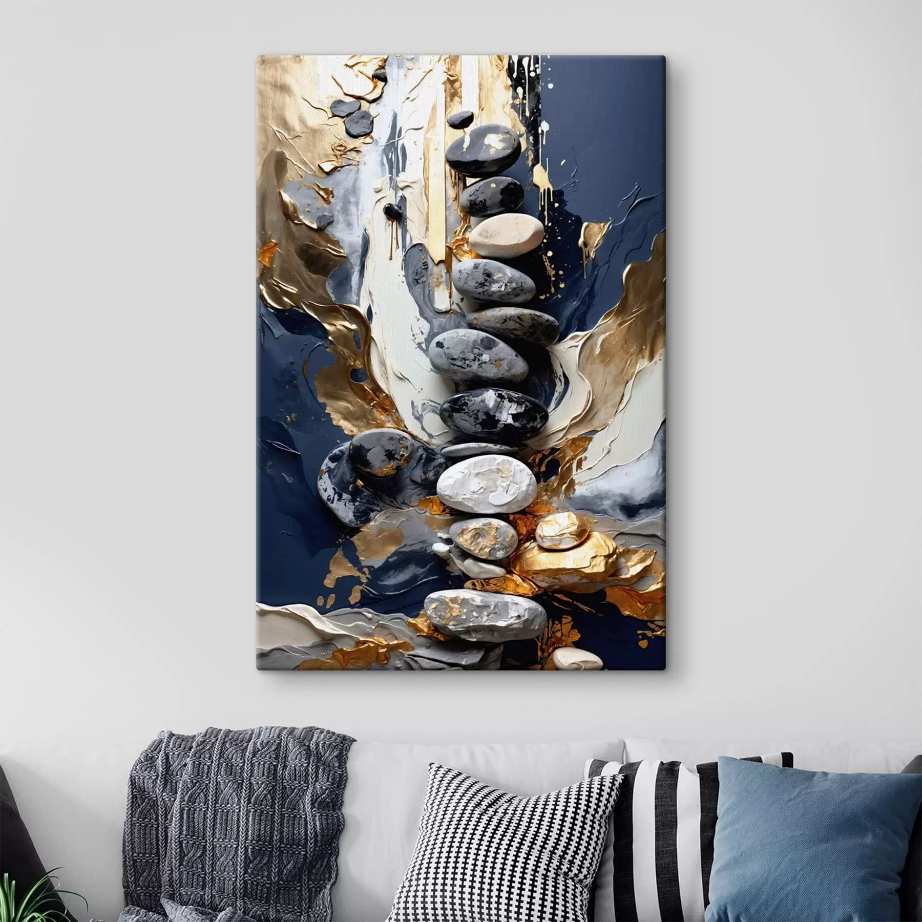 murales Composición abstracta con piedras y trazos texturados s48362