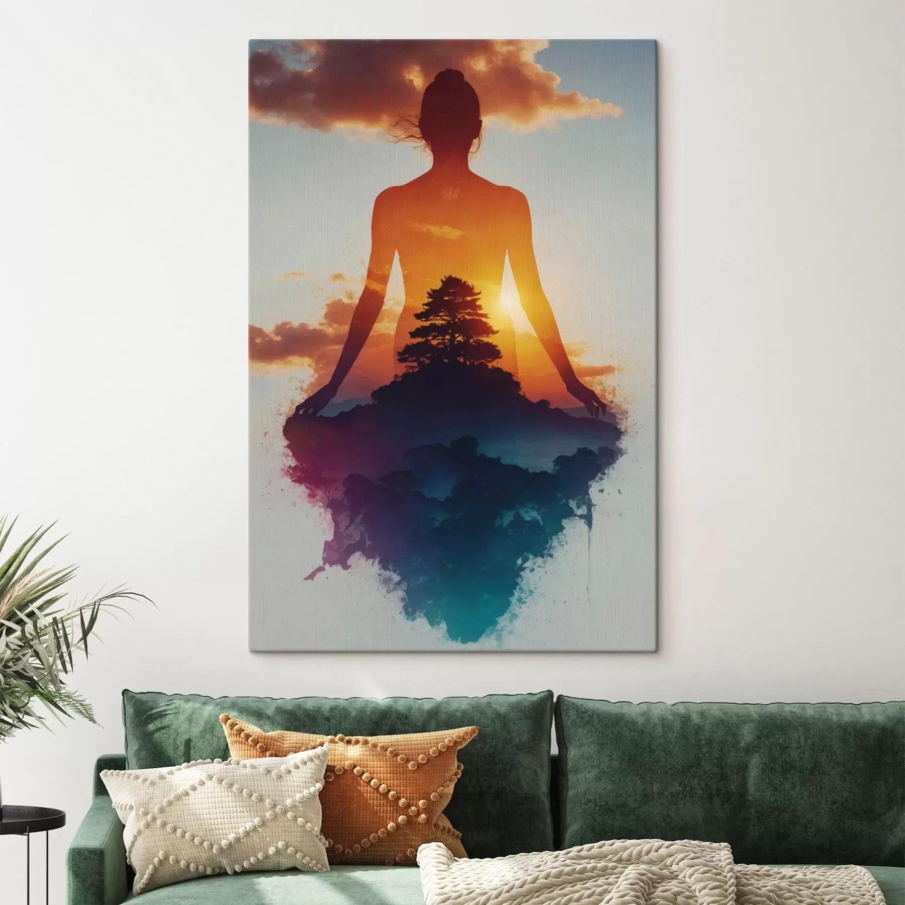 wall murals Human silhouette with sunset landscape inside s48364