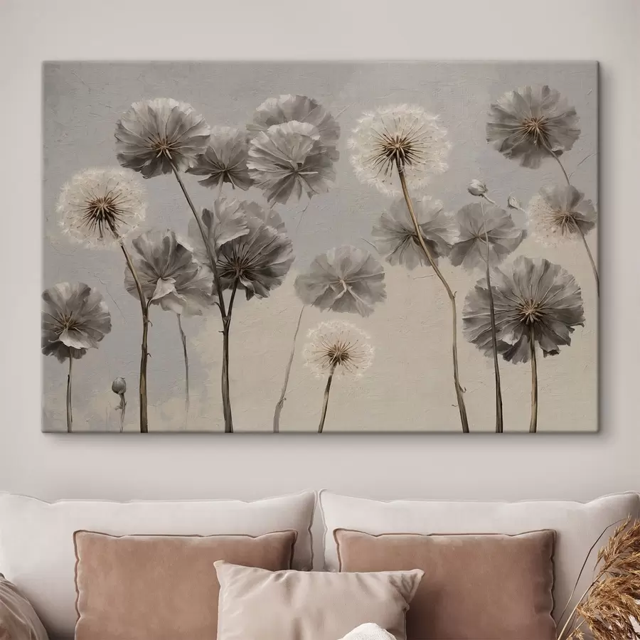 wall murals Decorative dandelions in neutral tones s48492