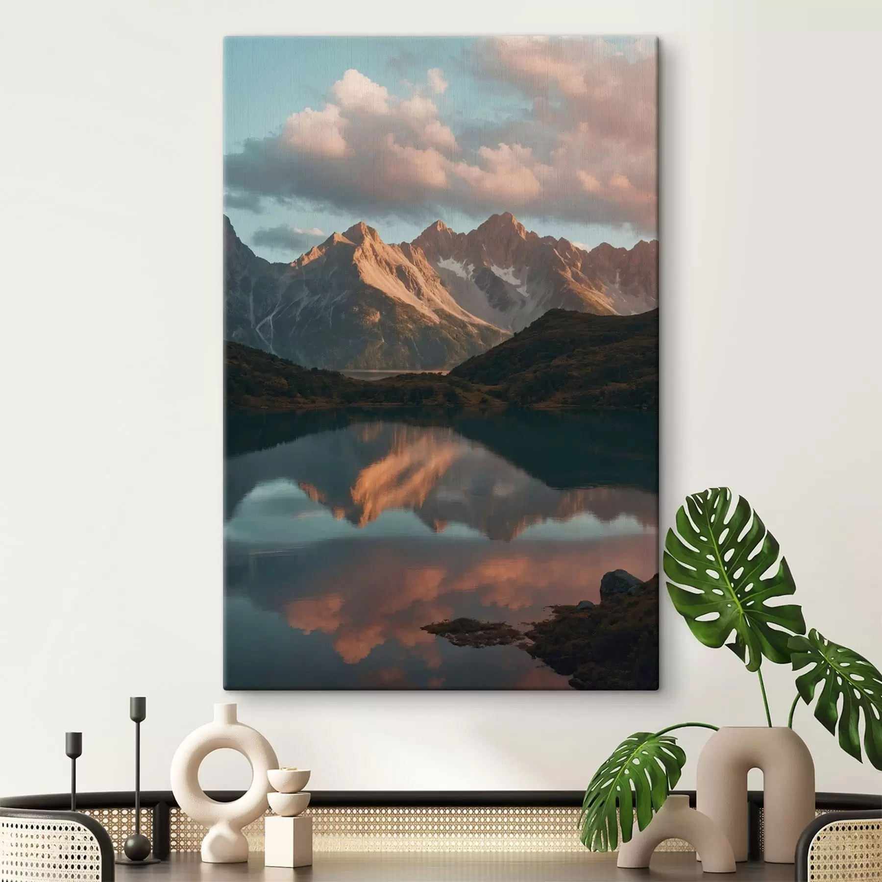 wall murals Mountain landscape with lake reflection s48493