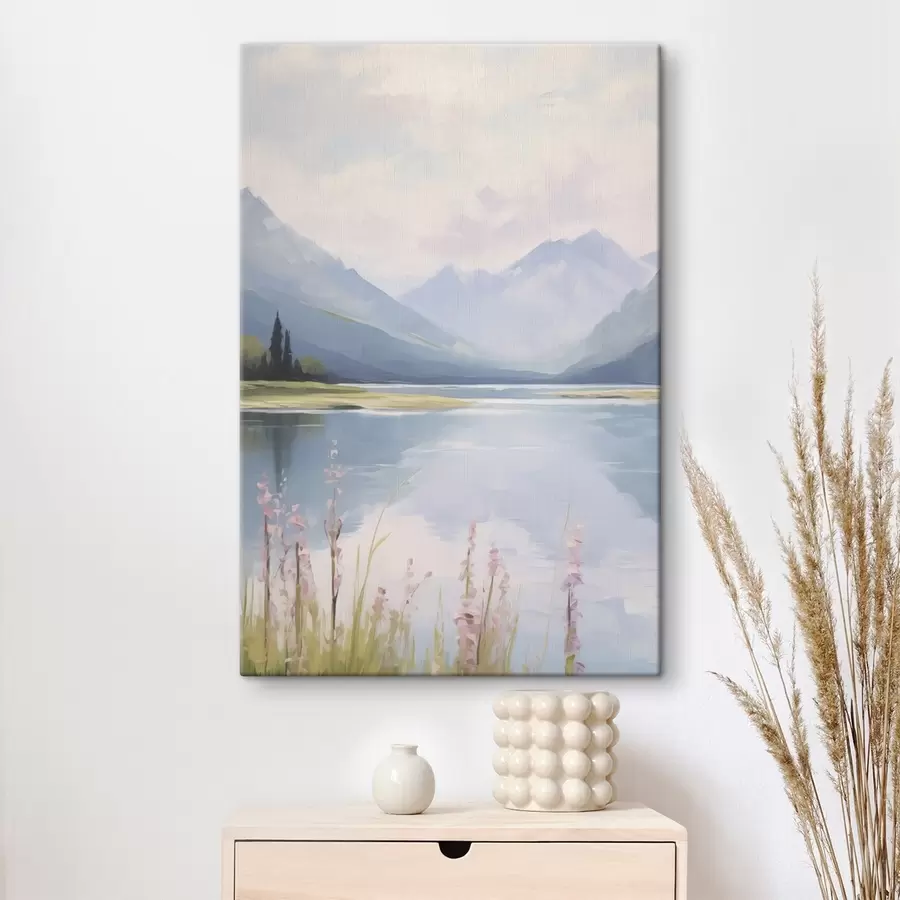 murales Lago cerca de las montañas imitación de pintura s48503