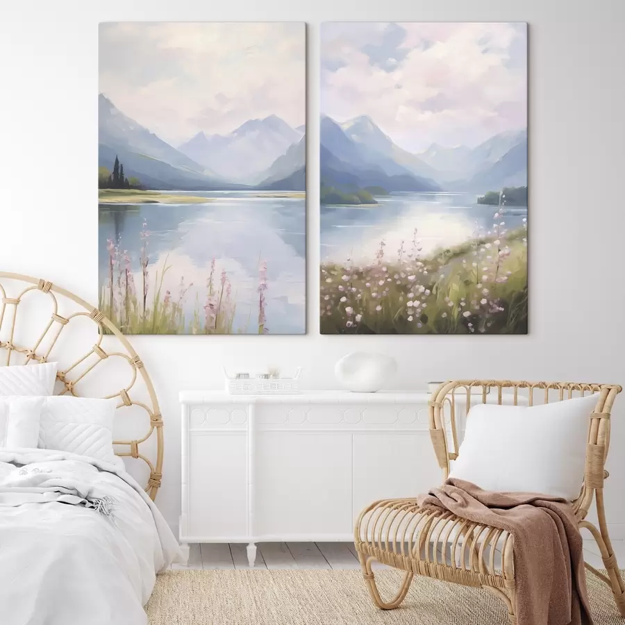 murales Lago cerca de las montañas imitación de pintura m30248