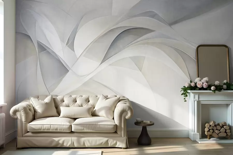 Wall Mural Photo Wallpaper Abstract flowing shapes, textured modern art w09766