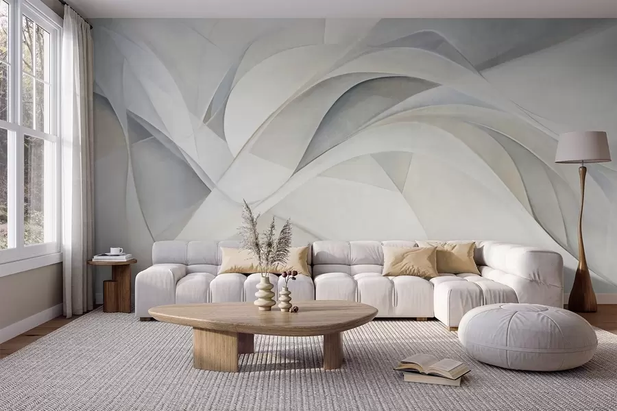 Wall Mural Photo Wallpaper Abstract flowing shapes, textured modern art w09766