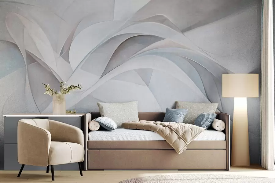 Wall Mural Photo Wallpaper Abstract flowing shapes, textured modern art w09766v1