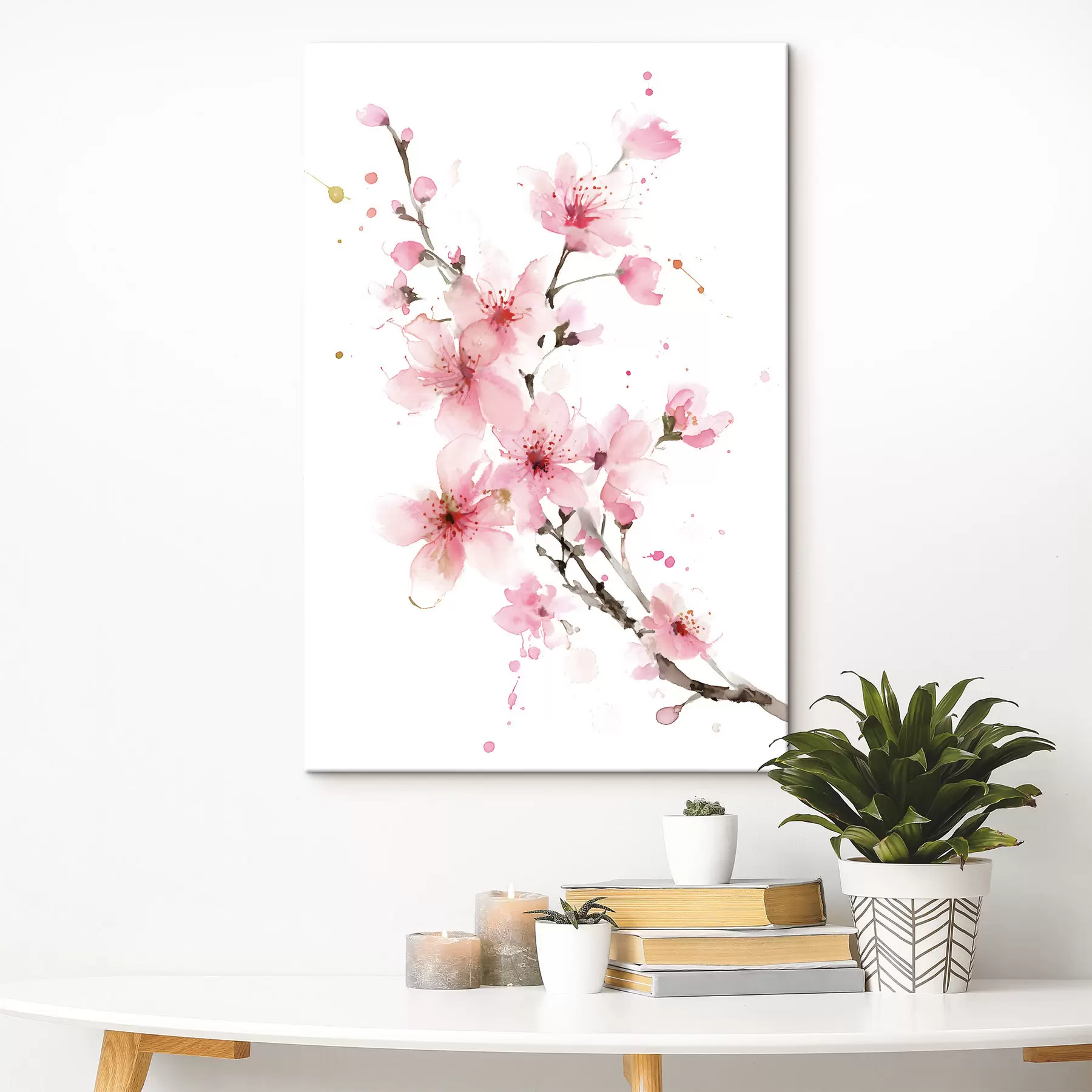 wall murals a blossoming apricot branch in watercolour style s48521