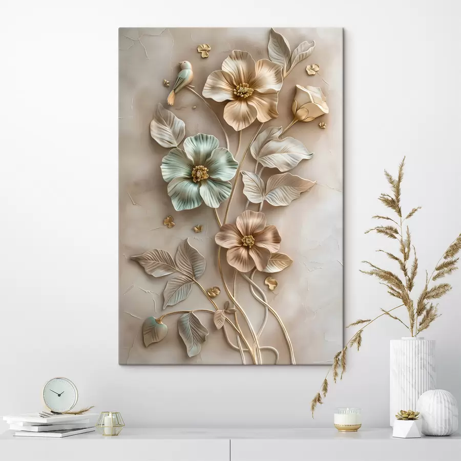 wall murals a delicate decorative arrangement of flowers and foliage s48527