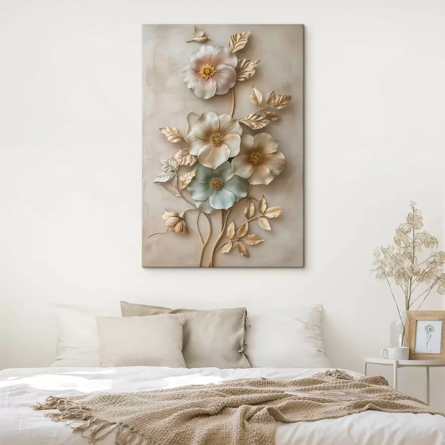 wall murals a delicate decorative arrangement of flowers and foliage s48528