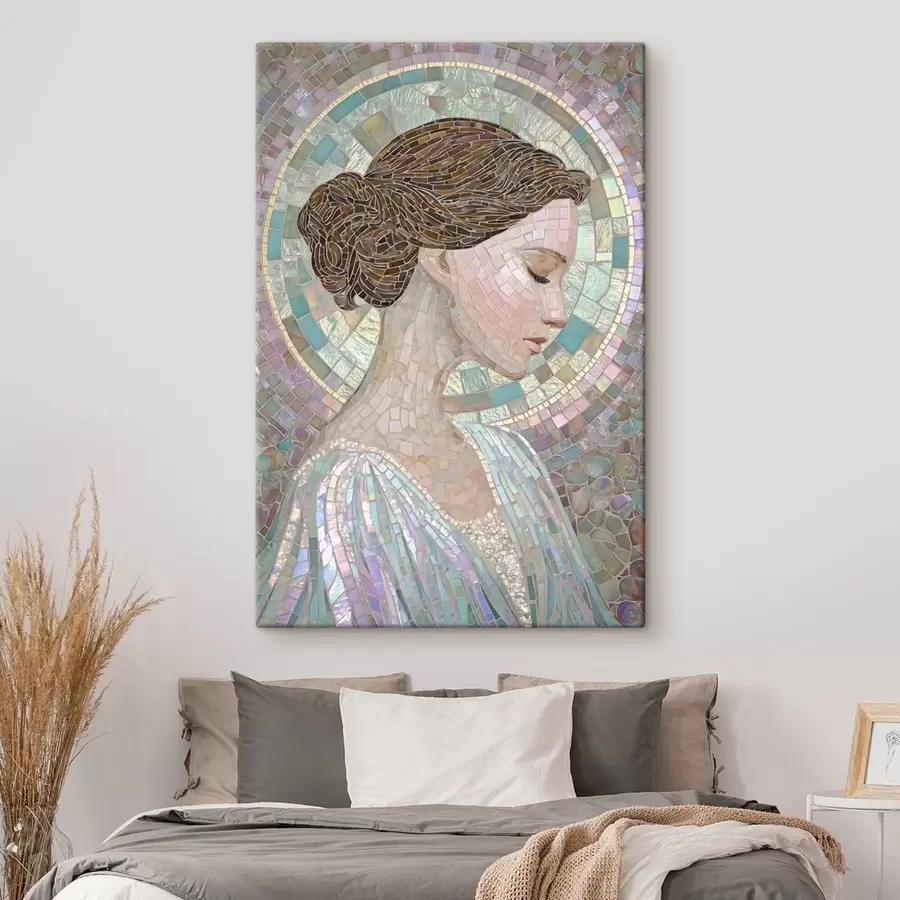 murales el perfil de una mujer en estilo vitral s48551