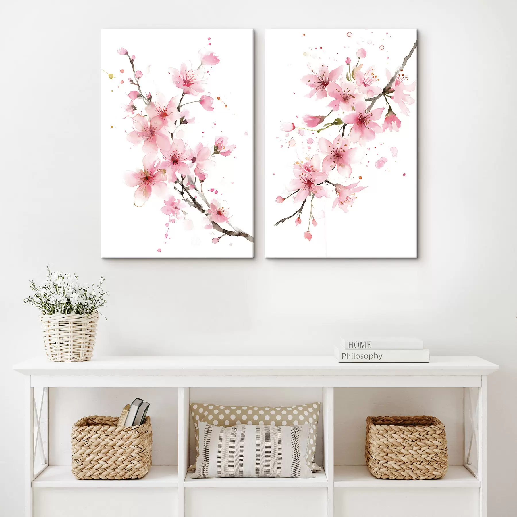 wall murals a blossoming apricot branches in watercolour style m30257