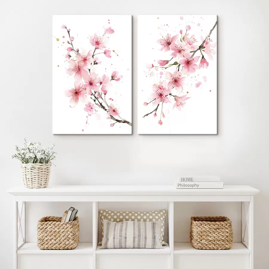 wall murals a blossoming apricot branches in watercolour style m30257