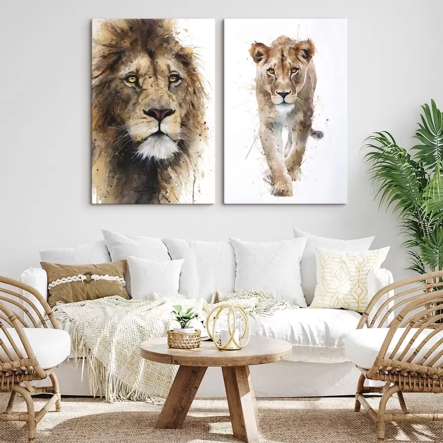wall murals a male lion and a female lion m30259
