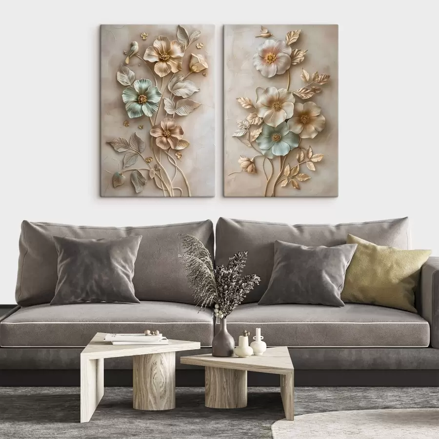 wall murals a delicate decorative arrangement of flowers and foliage m30260