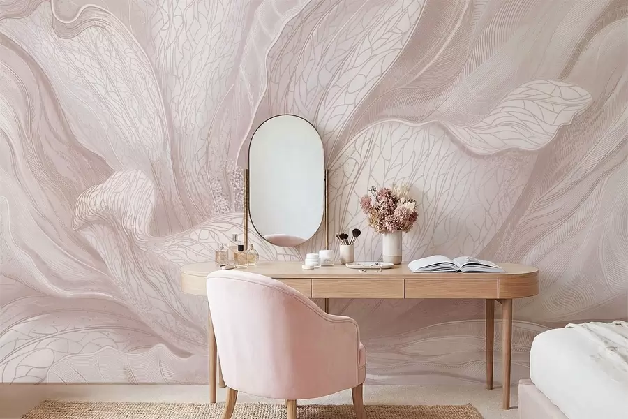 Wall Mural Photo Wallpaper Abstract flower in light beige tones w05119