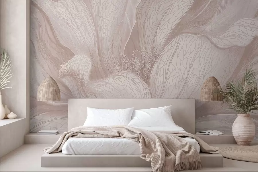 murales Flor abstracta en tonos beige claro w05119