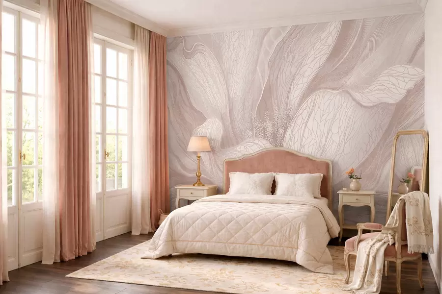 murales Flor abstracta en tonos beige claro w05119