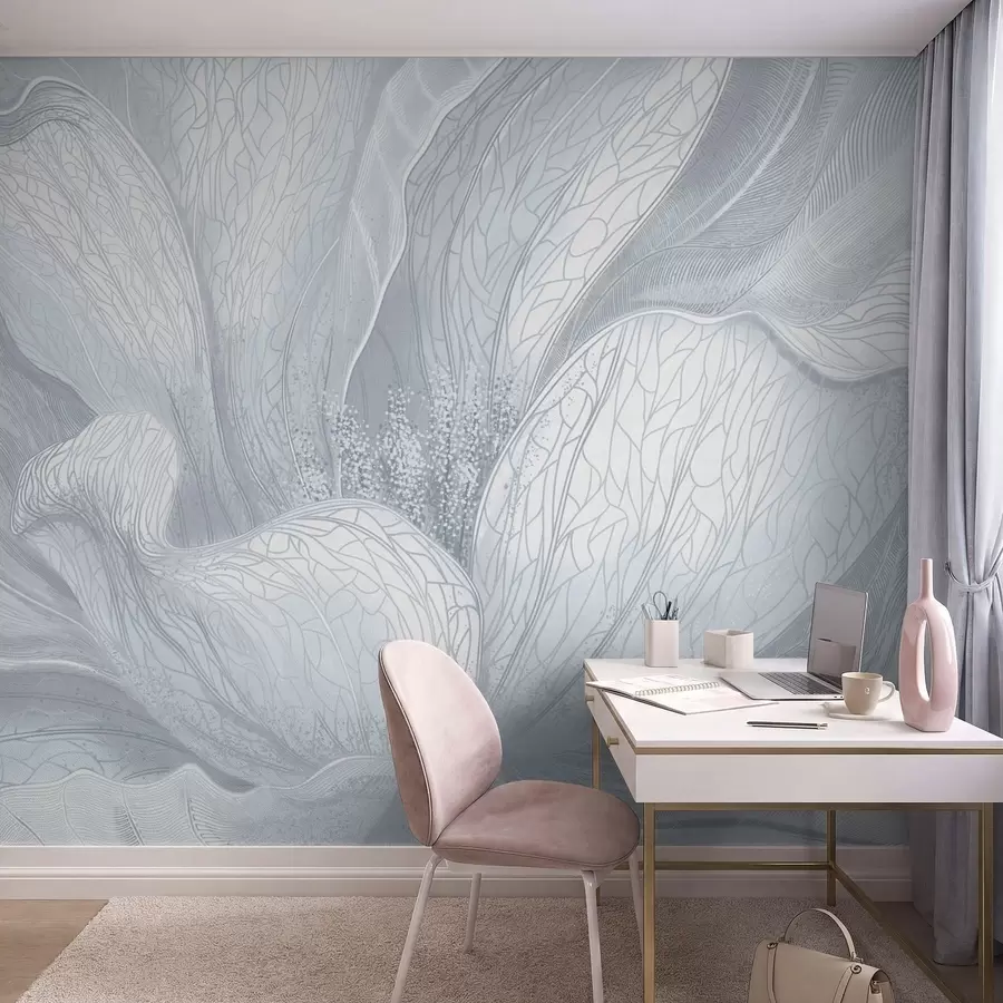 murales Flor abstracta en tonos azules fríos w05119v2