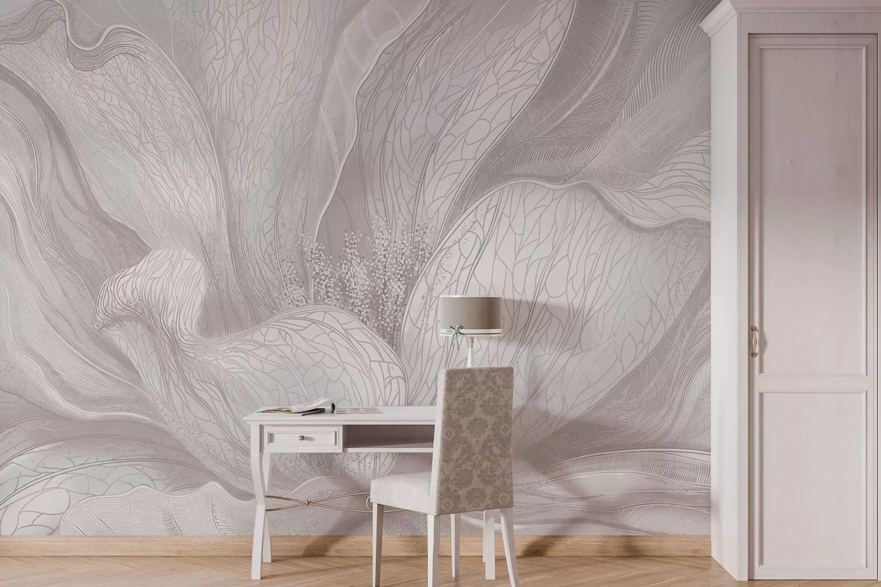 peintures murales Fleur abstraite aux lignes fluides w05119v3