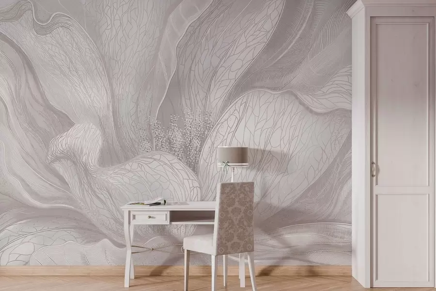 murales Flor abstracta de líneas fluidas w05119v3