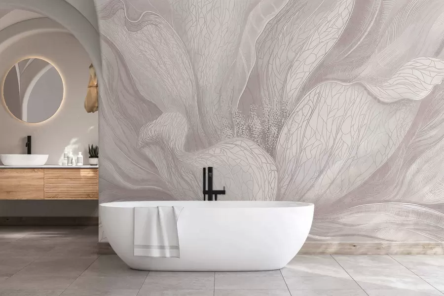 peintures murales Fleur abstraite aux lignes fluides w05119v3