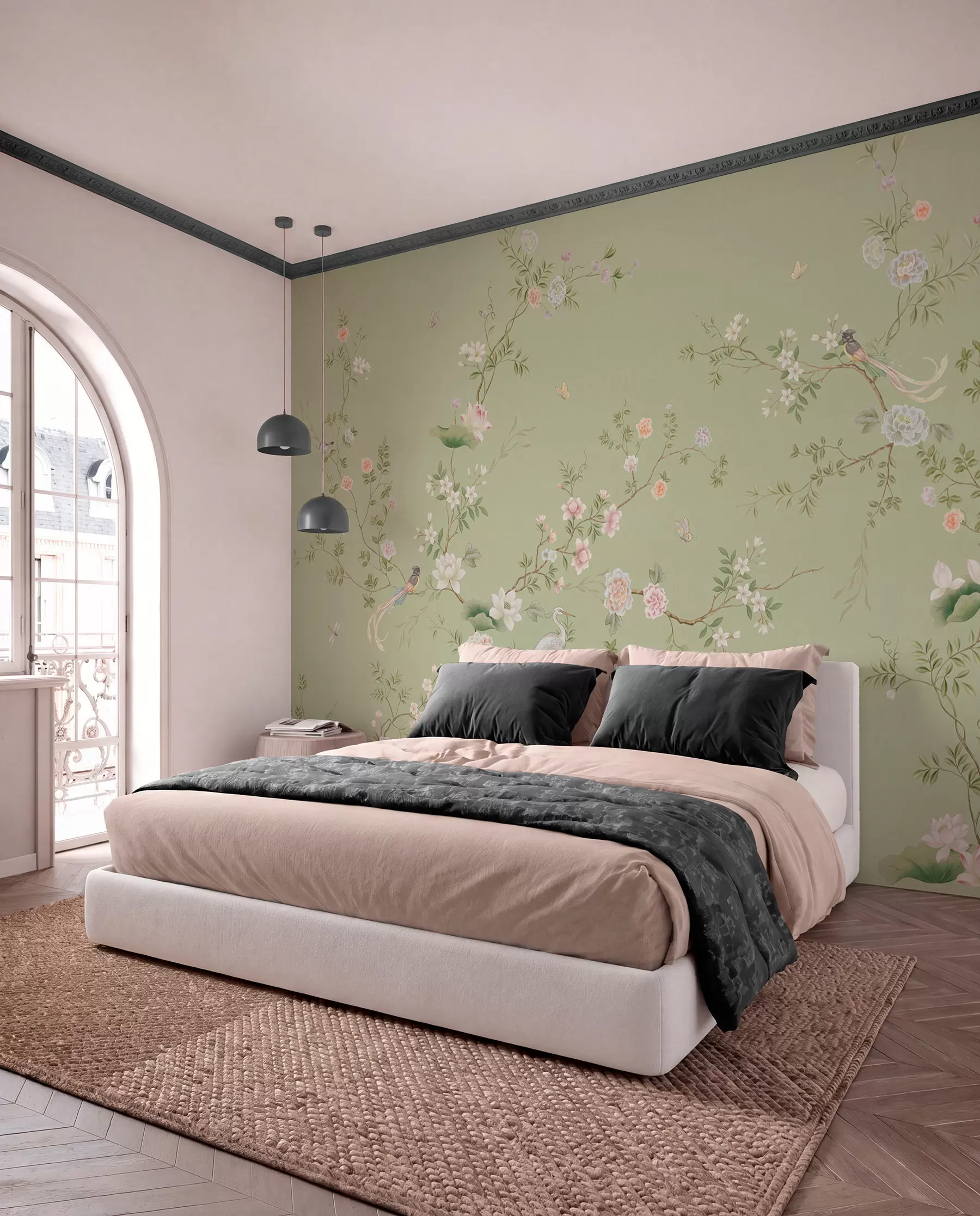 peintures murales Oiseaux dans un jardin sauge w05416