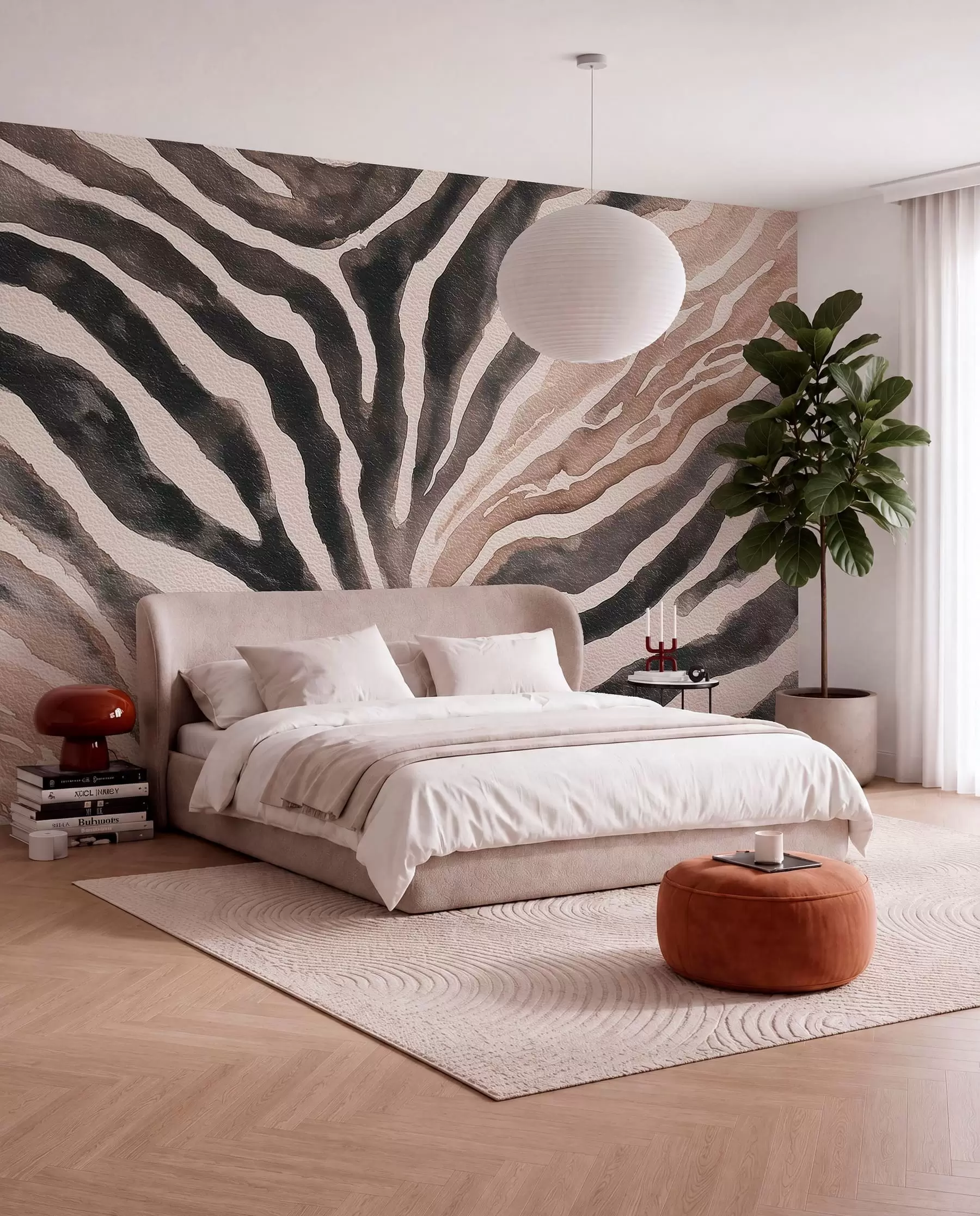 murales Rayas radiales en tonos tierra w09801