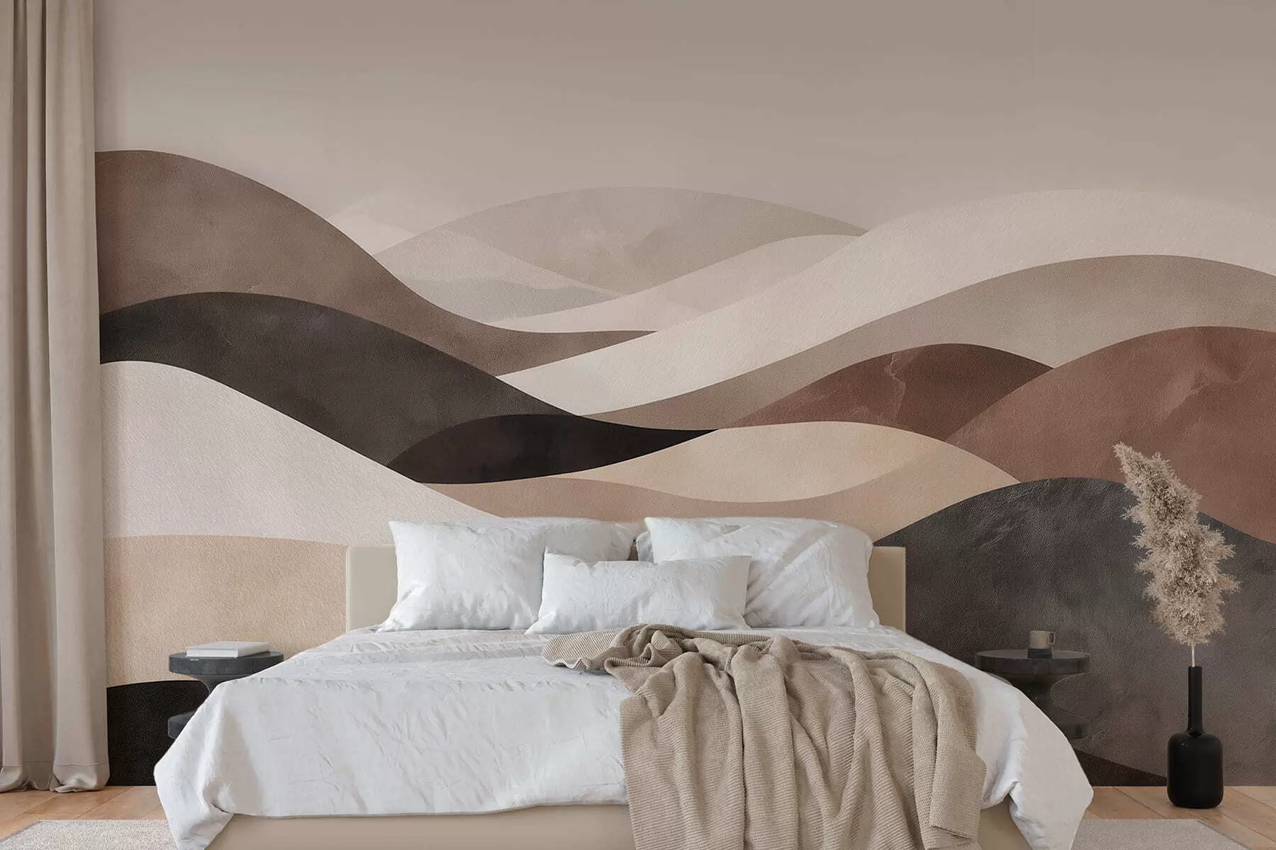 murales Olas abstractas en tonos beige arena w09792