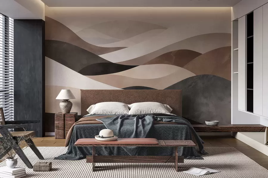 Wall Mural Photo Wallpaper Abstract waves in sandy beige tones w09792