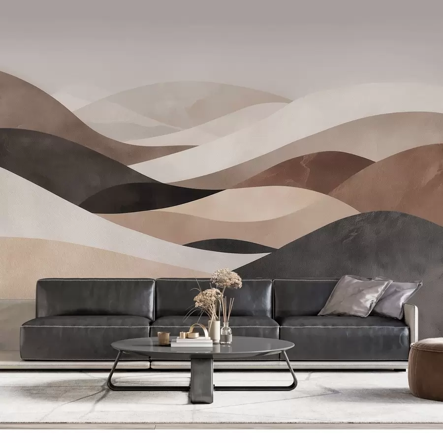 Wall Mural Photo Wallpaper Abstract waves in sandy beige tones w09792