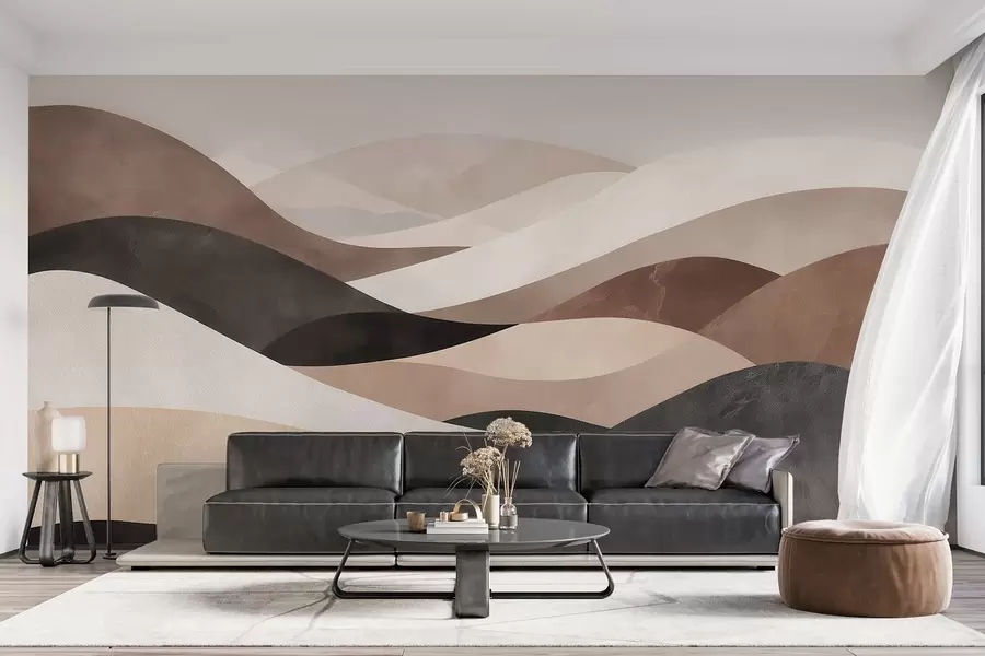 Wall Mural Photo Wallpaper Abstract waves in sandy beige tones w09792