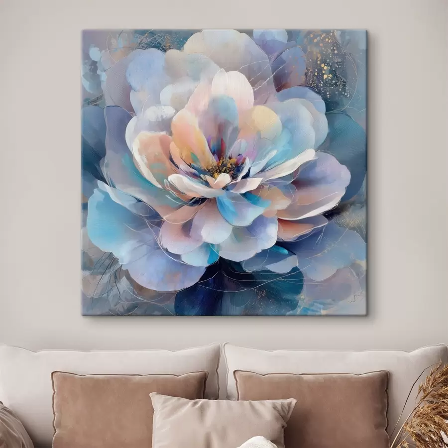 murales Flor abstracta en tonos rosas y azules, en estilo pictórico contemporáneo s48185