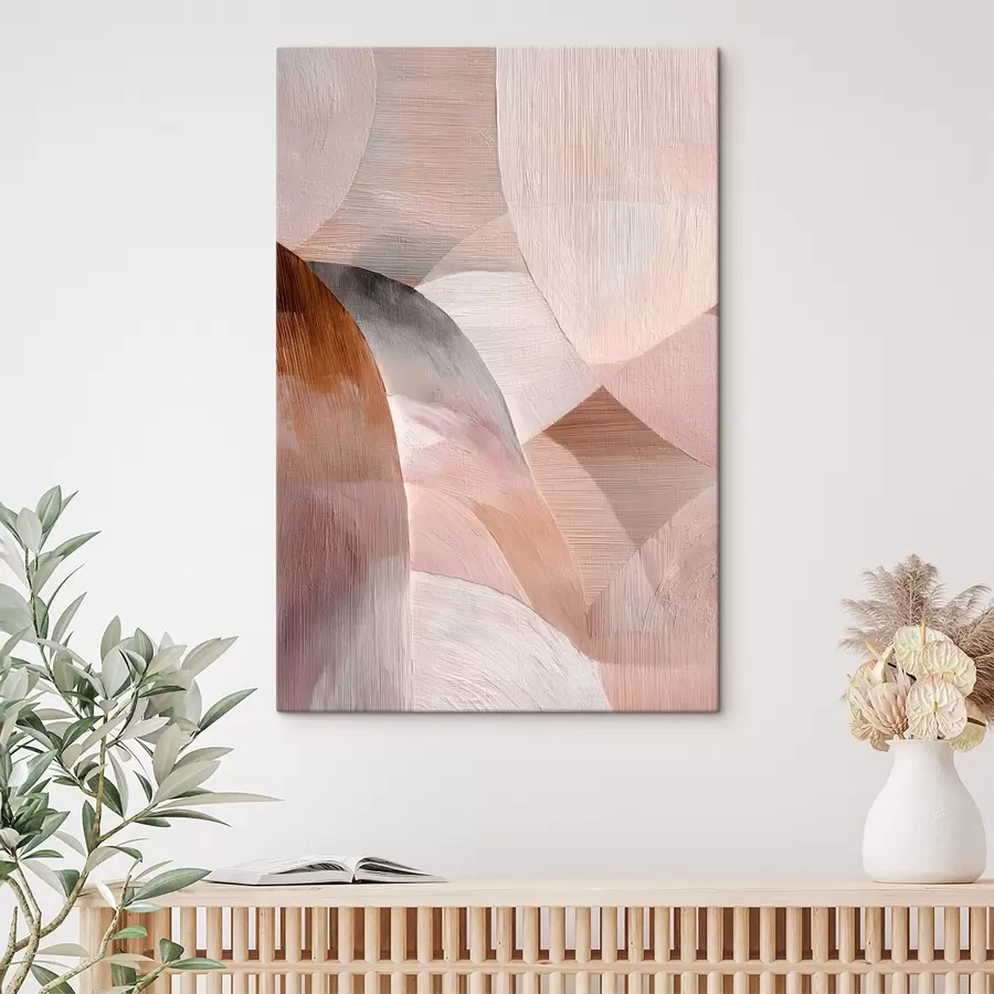 wall murals Geometric abstraction in warm peach palette in art poster style s48189