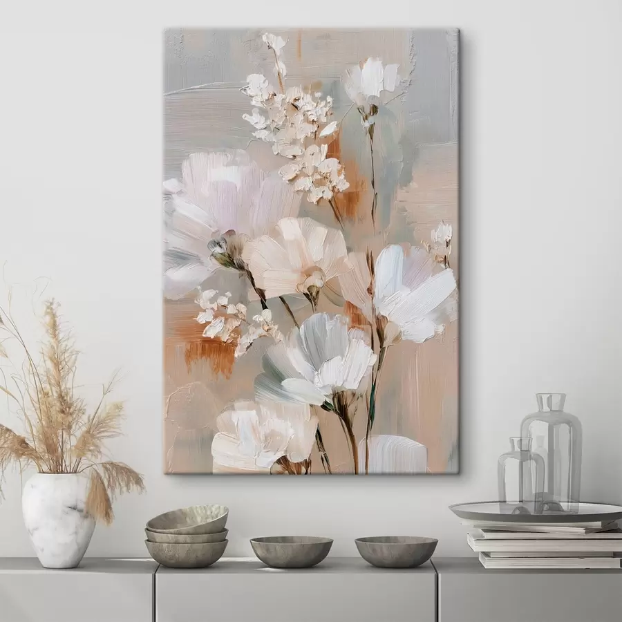 murales Composición floral en tonos pastel al estilo de la pintura al óleo s48194