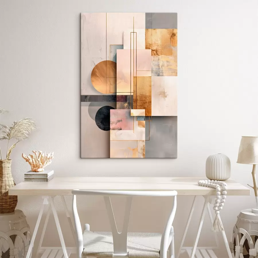 wall murals Abstract collage of geometric shapes and textured elements s48195