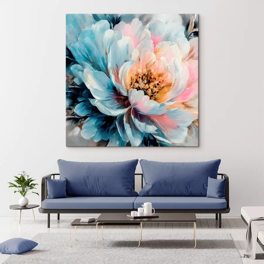 wall murals Large peony with expressive textured brushstrokes in contemporary painting style s48197