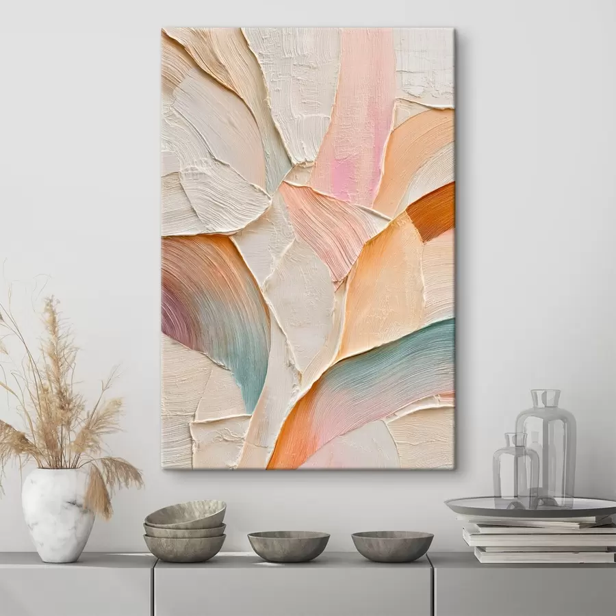 murales Fondo abstracto con pinceladas dinámicas en tonos melocotón y azul s48202