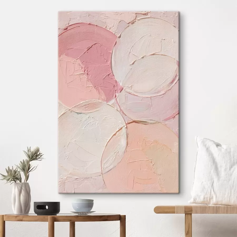 wall murals Abstract composition with circles in soft pink tones in oil painting style s48207