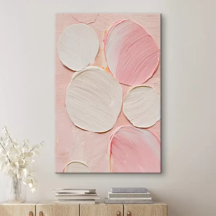 wall murals Decorative panel with volumetric circular brushstrokes in pastel palette s48208