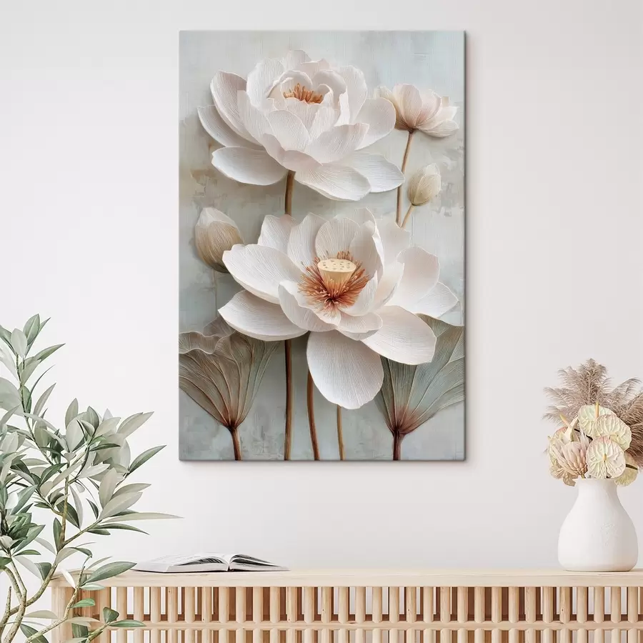 wall murals Lotus flowers in light pastel tones in oil painting style s48213