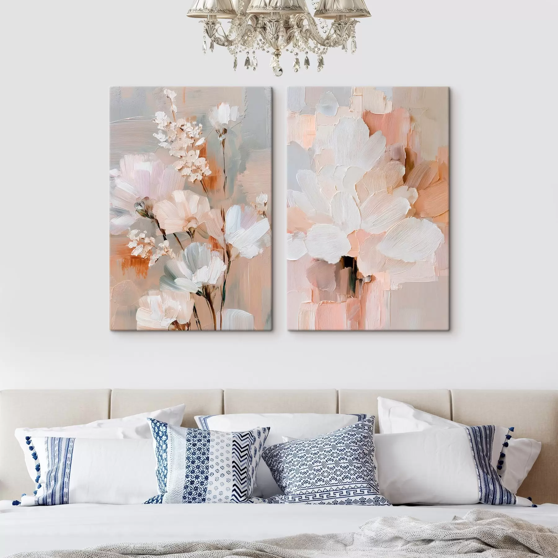 wall murals Abstract light flowers with expressive brushstrokes in contemporary art style m30137